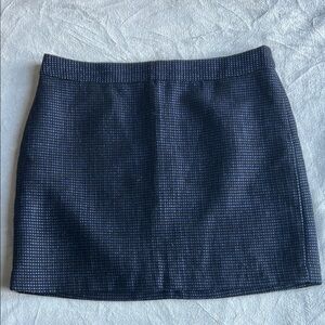GAP Wool Blend Navy Blue and Black Plaid Tweed Tapestry Mini Skirt - Size 8